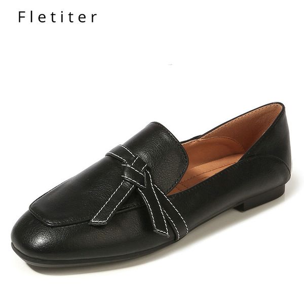 fletiter new arrival genuine leather women flats slip on round toe sewing footwear spring fashion casual ladies loafer shoes, Black
fletiter new arrival genuine leather women flats slip on round toe sewing footwear spring fashion casual ladies loafer shoes, Black
