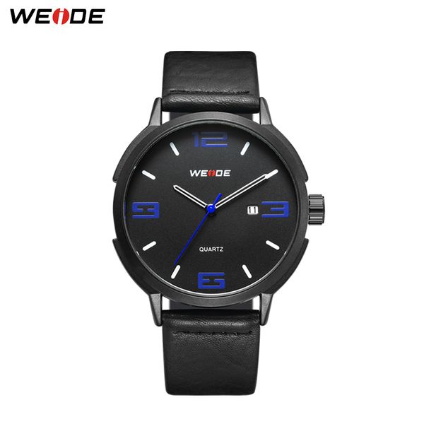 

weide men sport date quartz movement analog male clock black leather strap band bracelet wrist watches hours for man, Slivery;brown