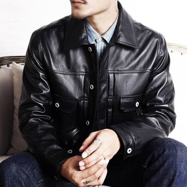 men's leather & faux pc-0005 read description asian size genuine cow skin jacket mens cowhide casual vintage biker, Black
men's leather & faux pc-0005 read description asian size genuine cow skin jacket mens cowhide casual vintage biker, Black
