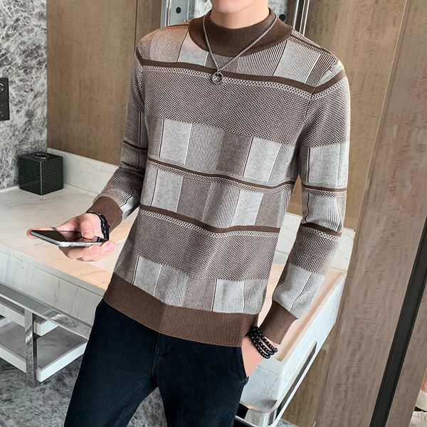 autumn new high collar sweater men warm fashion contrast color casual o-neck pullover man streetwear loose knit plaid sweater, White;black
autumn new high collar sweater men warm fashion contrast color casual o-neck pullover man streetwear loose knit plaid sweater, White;black