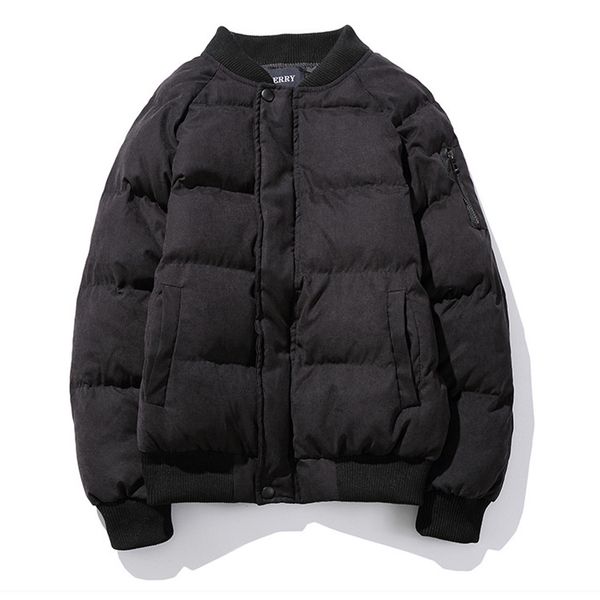 cotton jacket new fashion men's winter warm casual pure color baseball uniform streetwear outerwear plus with full collar, Black
cotton jacket new fashion men's winter warm casual pure color baseball uniform streetwear outerwear plus with full collar, Black