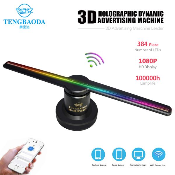 

tbdsz holograma 42cm/16.5" wifi 3d holographic projector hologram player naked eye led display fan advertising light app control