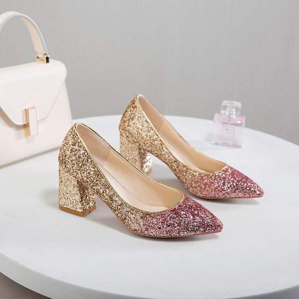 new wedding party shoes high heels gold silver pink women pumps princess style thick heel pointed toe female shoes u18-27, Black
new wedding party shoes high heels gold silver pink women pumps princess style thick heel pointed toe female shoes u18-27, Black