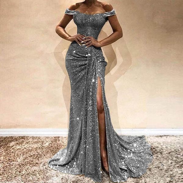 2020 plus size silver sequin arabic african prom dresses long off the shoulder sleeves mermaid muslim evening gowns, Black
2020 plus size silver sequin arabic african prom dresses long off the shoulder sleeves mermaid muslim evening gowns, Black