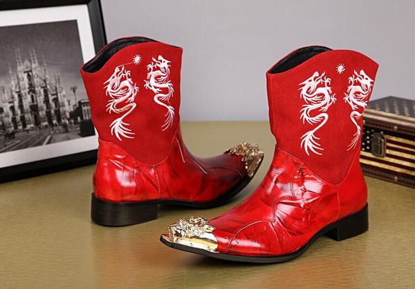 embroider metal toe men's dress shoes genuine leather formal leather shoes punk rivets martin boots, Black
embroider metal toe men's dress shoes genuine leather formal leather shoes punk rivets martin boots, Black