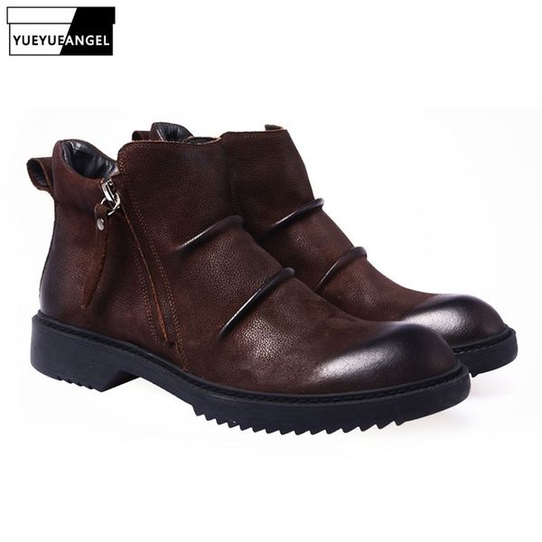 winter new fashion side zipper shoes genuine leather round toe ankle boots men brand male footwear retro army boots, Black
winter new fashion side zipper shoes genuine leather round toe ankle boots men brand male footwear retro army boots, Black
