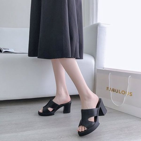 high heel slippers women 2020 summer new european and american breathable wearable fashion outer wear, Black
high heel slippers women 2020 summer new european and american breathable wearable fashion outer wear, Black