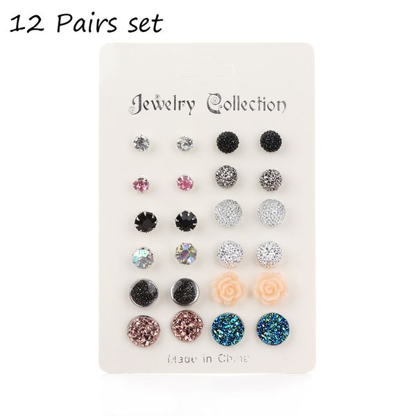 fashion 12 pair/set women rainbow crystal zircon stud earrings for women piercing metal ball flower earrings jewelry, Golden;silver
fashion 12 pair/set women rainbow crystal zircon stud earrings for women piercing metal ball flower earrings jewelry, Golden;silver