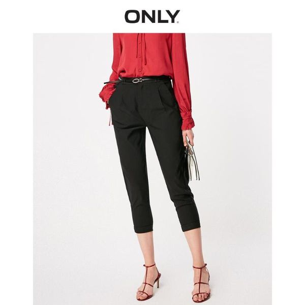 only women's loose straight fit black crop pants | 119250509, Black;white 
only women's loose straight fit black crop pants | 119250509, Black;white