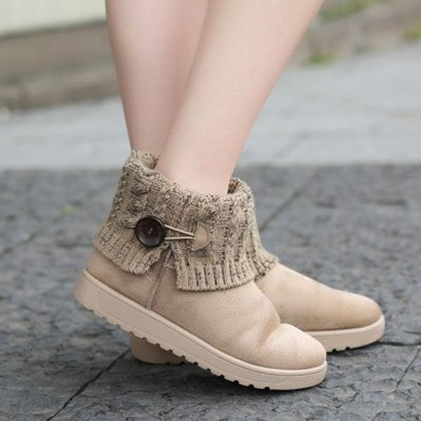 

2019 new women's boots winter warm snow boots mid calf women ladies girls thick plush flock women shoes, Black