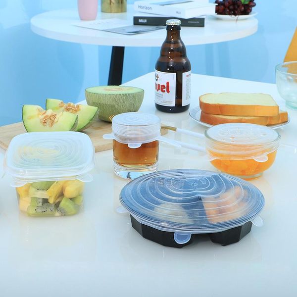 silicone seal preservative film circulation use environmental bowl lid 6 pieces keep fresh food bowl lids kitchen accessories
silicone seal preservative film circulation use environmental bowl lid 6 pieces keep fresh food bowl lids kitchen accessories