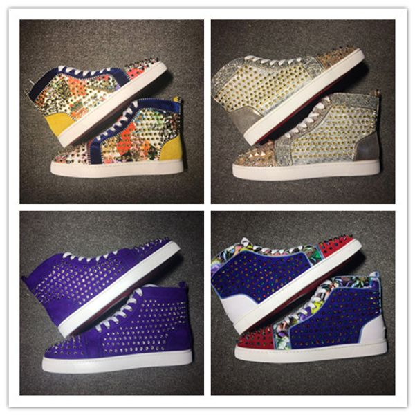 red bottoms studded spikes men women luxury designer casual shoes fashion insider sneakers triple blue red white leather high boots, Black
red bottoms studded spikes men women luxury designer casual shoes fashion insider sneakers triple blue red white leather high boots, Black