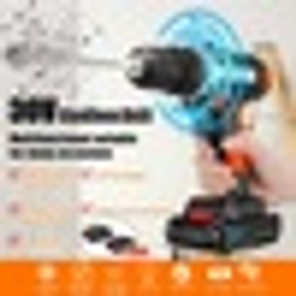 21v-25v cordless rechargeable power drill driver electric screwdriver + 2 li-ion batteries 3/8 drill chuck led light multi-tool
21v-25v cordless rechargeable power drill driver electric screwdriver + 2 li-ion batteries 3/8 drill chuck led light multi-tool