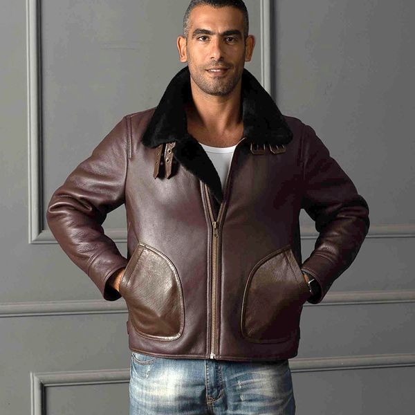 2020 men's air force b3 fur coat slim sheepskin genuine leather jacket men motorcycle bomber jacket wool liner winter coat, Black
2020 men's air force b3 fur coat slim sheepskin genuine leather jacket men motorcycle bomber jacket wool liner winter coat, Black