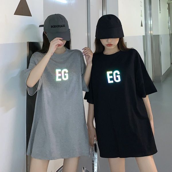 2020 long cotton t-shirt loose half sleeve reflective letter printing cotton t-shirt female, White
2020 long cotton t-shirt loose half sleeve reflective letter printing cotton t-shirt female, White