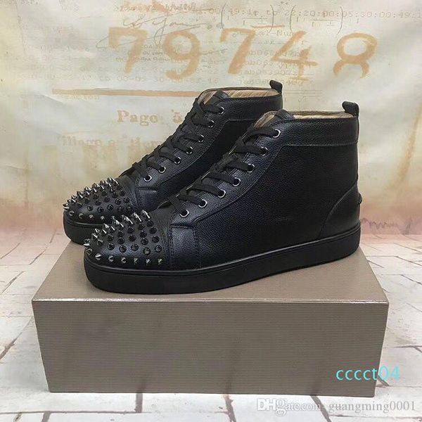 new arrival mens womens black matter leather with black spikes high sneakers,designer men causal sports shoes drop shipping 4ct
new arrival mens womens black matter leather with black spikes high sneakers,designer men causal sports shoes drop shipping 4ct