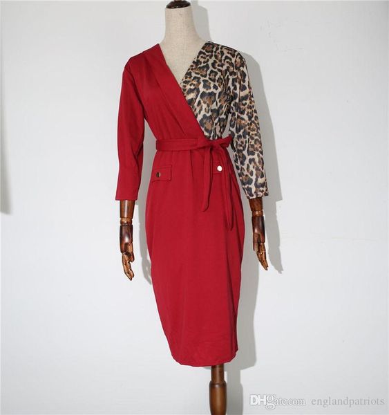 women designer dress with sashes leopard printed panelled v neck long sleeved autumn spring new dresses fashion ladies splicing dress, Black;gray
women designer dress with sashes leopard printed panelled v neck long sleeved autumn spring new dresses fashion ladies splicing dress, Black;gray