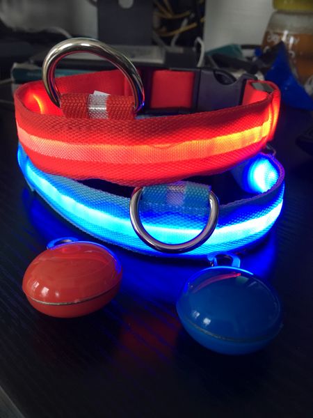 led glowing dog collar usb charging pet dog collars adjustable anti-lost/avoid car accident button battery collar pet supplies