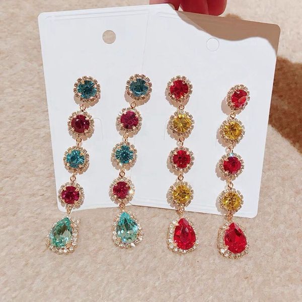 mengjiqiao 2019 korean new colorful crystal water drop dangle earrings women fashion shining rhinestone long pendientes jewelry, Silver
mengjiqiao 2019 korean new colorful crystal water drop dangle earrings women fashion shining rhinestone long pendientes jewelry, Silver
