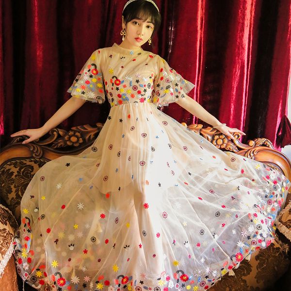 jsxdhk boho holiday summer dress new 2020 women mesh floral embroidery long dress vintage short sleeve beach, Black;gray
jsxdhk boho holiday summer dress new 2020 women mesh floral embroidery long dress vintage short sleeve beach, Black;gray