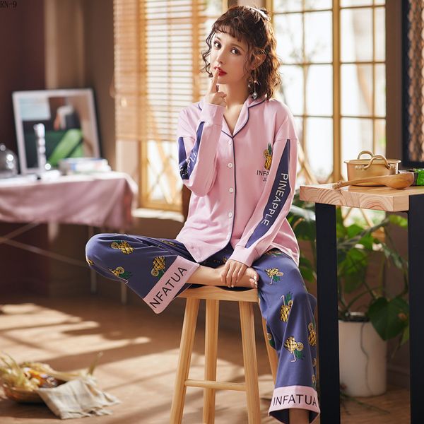 sleepwear women long sleeves spring 2019 cotton korean women's pajamas suit girls cardigan home wear set printed women tracksuit, Blue;gray
sleepwear women long sleeves spring 2019 cotton korean women's pajamas suit girls cardigan home wear set printed women tracksuit, Blue;gray
