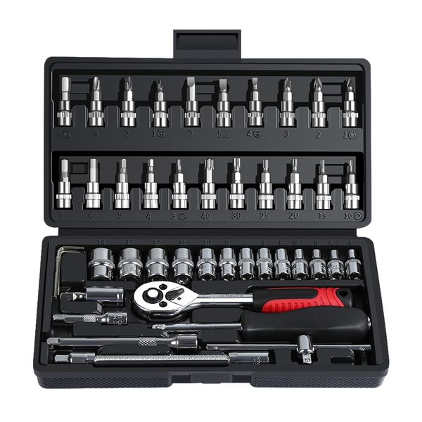 46pcs1/4" car motorcycle repair tool ratchet wrench set drive socket spanner kit batch head screwdriver socket set diy toos
46pcs1/4" car motorcycle repair tool ratchet wrench set drive socket spanner kit batch head screwdriver socket set diy toos