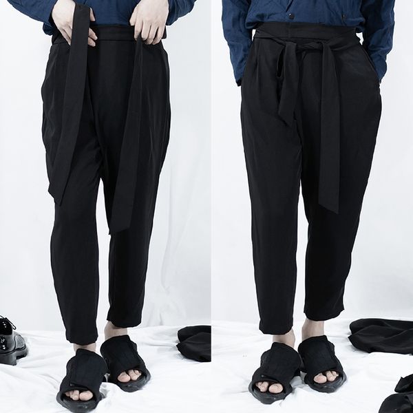 27-44 new 2019 men's clothing hair stylist fashion belt loose casual harem pants plus size singer costumes, Black
27-44 new 2019 men's clothing hair stylist fashion belt loose casual harem pants plus size singer costumes, Black