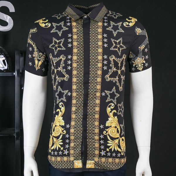classic mens shirt short-sleeved shirts italy fashion design slim shirts for summer upper clothing 5 star printing, White;black
classic mens shirt short-sleeved shirts italy fashion design slim shirts for summer upper clothing 5 star printing, White;black