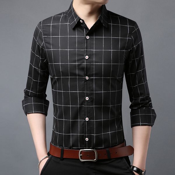 comfortable and elegant high-end four seasons lapel long-sleeved men's shirt plaid fashion urban casual shirt men, White;black
comfortable and elegant high-end four seasons lapel long-sleeved men's shirt plaid fashion urban casual shirt men, White;black
