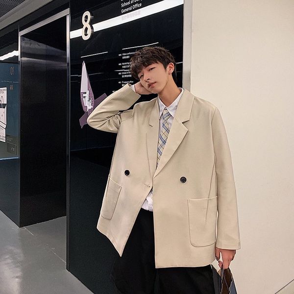 men's casual suit 2019 autumn and winter new handsome loose solid color suit jacket youth personality fashion men's clothing, White;black
men's casual suit 2019 autumn and winter new handsome loose solid color suit jacket youth personality fashion men's clothing, White;black