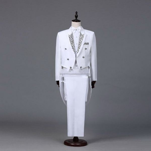 vogue men tuxedo suit set classic black white red tailcoat tuxedo wedding groom suits men prom singers costume, White;black
vogue men tuxedo suit set classic black white red tailcoat tuxedo wedding groom suits men prom singers costume, White;black