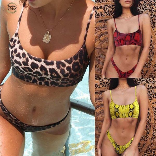women leopard bikinis snake print bathing suit tube high cut swimsuit brazilian swimwear female summer beachwear, White;black
women leopard bikinis snake print bathing suit tube high cut swimsuit brazilian swimwear female summer beachwear, White;black