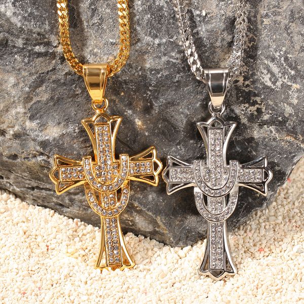 new fashion hip hop iced out diamond mens gold stainless steel cross pendant necklace hiphop rapper chains jewelry birthday gifts for men, Silver
new fashion hip hop iced out diamond mens gold stainless steel cross pendant necklace hiphop rapper chains jewelry birthday gifts for men, Silver