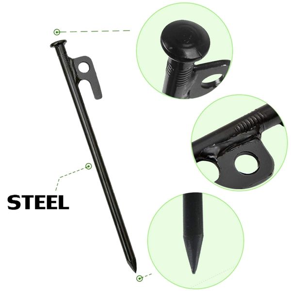 heavy duty steel tent stakes tarp pegs solid stakes footprint camping stakes for outdoor trip hiking gardening, 4 pack tents and shelters
heavy duty steel tent stakes tarp pegs solid stakes footprint camping stakes for outdoor trip hiking gardening, 4 pack tents and shelters