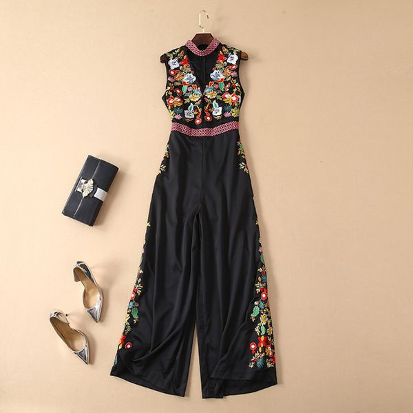 high street fashion 2019 designer jumpsuit women's sleeveless stunning embroidery wide leg jumpsuit, Black;white
high street fashion 2019 designer jumpsuit women's sleeveless stunning embroidery wide leg jumpsuit, Black;white