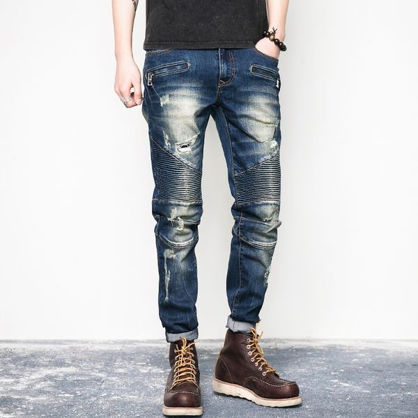 new designs men biker jeans fashion ripped motorcycle jeans for men hip hop street male trousers slim men's denim cargo pants, Blue
new designs men biker jeans fashion ripped motorcycle jeans for men hip hop street male trousers slim men's denim cargo pants, Blue