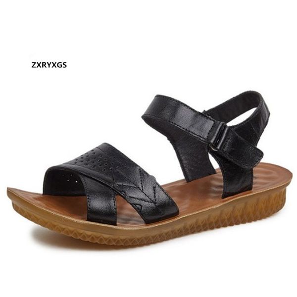 promotion 2020 new genuine leather sandals open shoes summer mom sandals flat bottom soft comfortable shoes woman, Black
promotion 2020 new genuine leather sandals open shoes summer mom sandals flat bottom soft comfortable shoes woman, Black