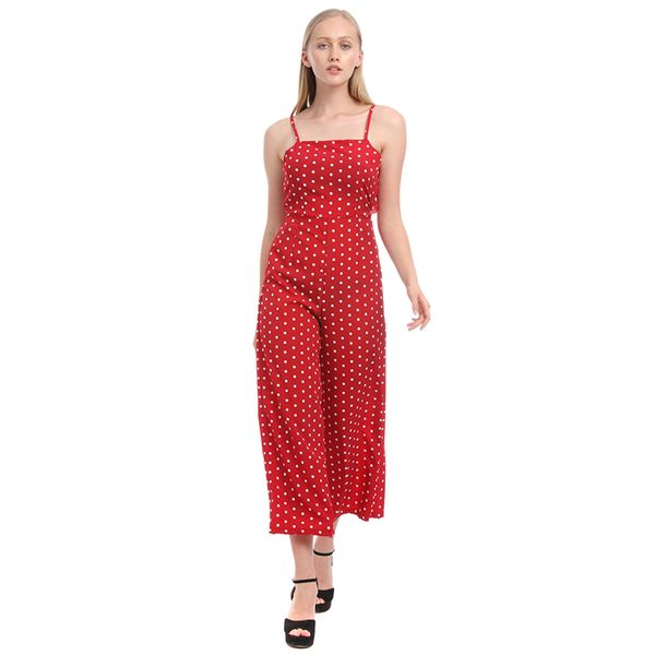 women fashion wave point long wide leg romper strappy overalls casual loose jumpsuit bodysuit, White
women fashion wave point long wide leg romper strappy overalls casual loose jumpsuit bodysuit, White