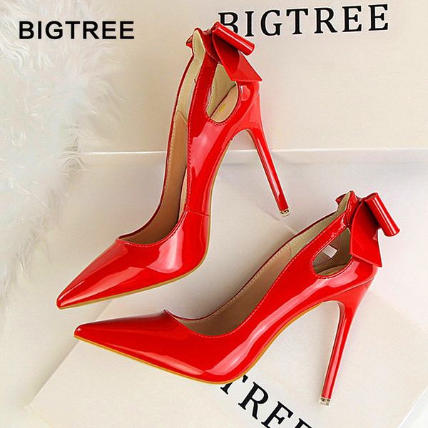 bigtree women heels shoes patent leather shallow women pumps cut-outs bowtie pointed toe high heels shoes, Black
bigtree women heels shoes patent leather shallow women pumps cut-outs bowtie pointed toe high heels shoes, Black