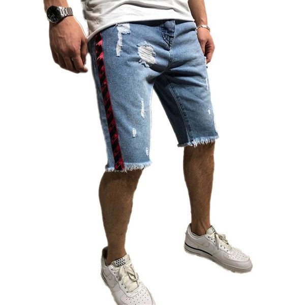 summer thin short jeans men holes stripe fashion casual knee length high elastic slim fit denim shorts male clothes 2019 new, Blue
summer thin short jeans men holes stripe fashion casual knee length high elastic slim fit denim shorts male clothes 2019 new, Blue