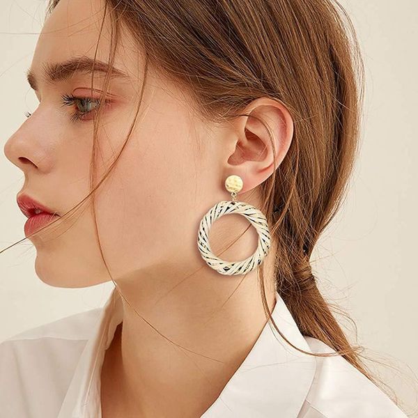 new arrival bohemia round disc hollow circle dangle rattan woven dangle earrings women jewelry, Silver
new arrival bohemia round disc hollow circle dangle rattan woven dangle earrings women jewelry, Silver