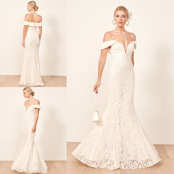 elegant mermaid wedding dresses off the shoulder lace appliqued floor length bohemian wedding dress custom made plus size vestidos de novia, White
elegant mermaid wedding dresses off the shoulder lace appliqued floor length bohemian wedding dress custom made plus size vestidos de novia, White