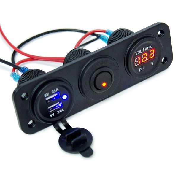 12/24v dual usb charger cigarette lighter dc 5v/2.1a voltmeter car charger with switch for rv car boat vehicles truck gps mp3
12/24v dual usb charger cigarette lighter dc 5v/2.1a voltmeter car charger with switch for rv car boat vehicles truck gps mp3