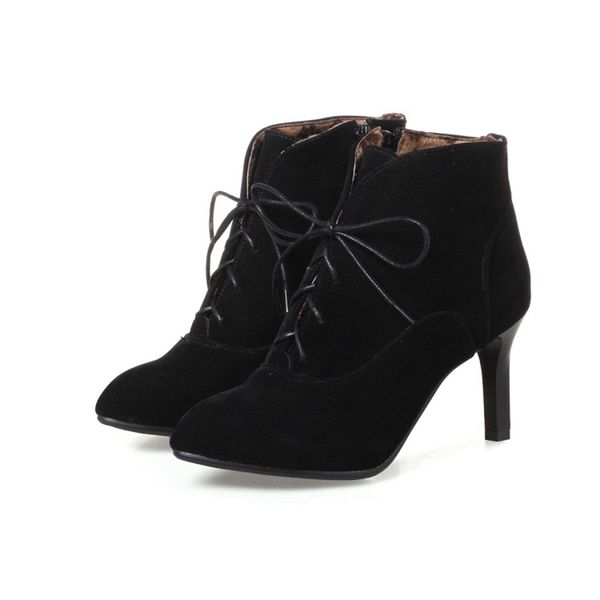 new size 32- 46 ankle boots for women fashion high heel short autumn winter boots women pointed lace up shoe woman 17-52, Black
new size 32- 46 ankle boots for women fashion high heel short autumn winter boots women pointed lace up shoe woman 17-52, Black
