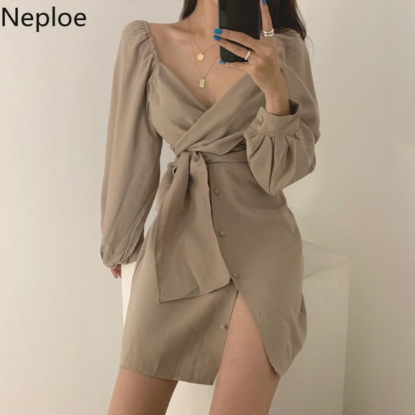neploe new 2020 spring summer women dresses single-breasted lace up bow vestidos elegant high waist korean style dress 1a588, Black;gray
neploe new 2020 spring summer women dresses single-breasted lace up bow vestidos elegant high waist korean style dress 1a588, Black;gray