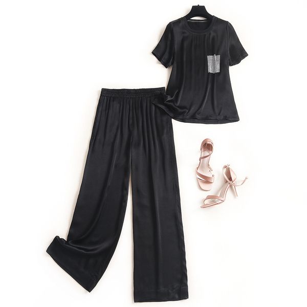 two piece dress women elegant casual pant suit summer 2021 short sleeve fake pocket t-shirts and elastic waist pants sets black blue, White
two piece dress women elegant casual pant suit summer 2021 short sleeve fake pocket t-shirts and elastic waist pants sets black blue, White