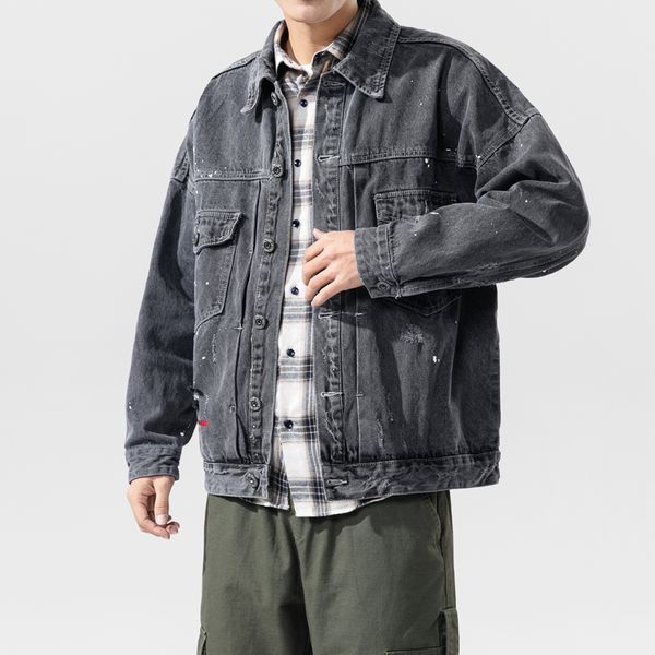 men's jackets retro gray and white autumn denim casual hip hop fashion vintage ripped outerwear streetwear cowboy jeans coat, Black;brown
men's jackets retro gray and white autumn denim casual hip hop fashion vintage ripped outerwear streetwear cowboy jeans coat, Black;brown