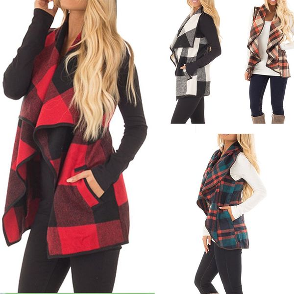 women plaid woolen vest sleeveless cardigan shirt lapel plaid printed winter coat fashion casual women red plaid waistcoat, White
women plaid woolen vest sleeveless cardigan shirt lapel plaid printed winter coat fashion casual women red plaid waistcoat, White