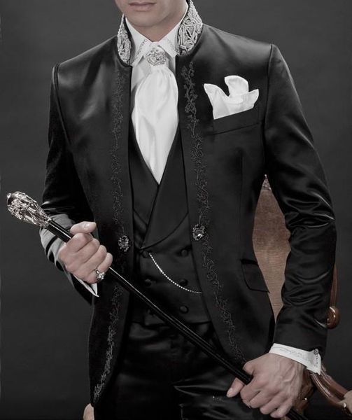 custom made new style groom tuxedos color black man suit mandarin lapel groomsman wedding bridegroom suits jacket pants vest3073, Black;gray
custom made new style groom tuxedos color black man suit mandarin lapel groomsman wedding bridegroom suits jacket pants vest3073, Black;gray
