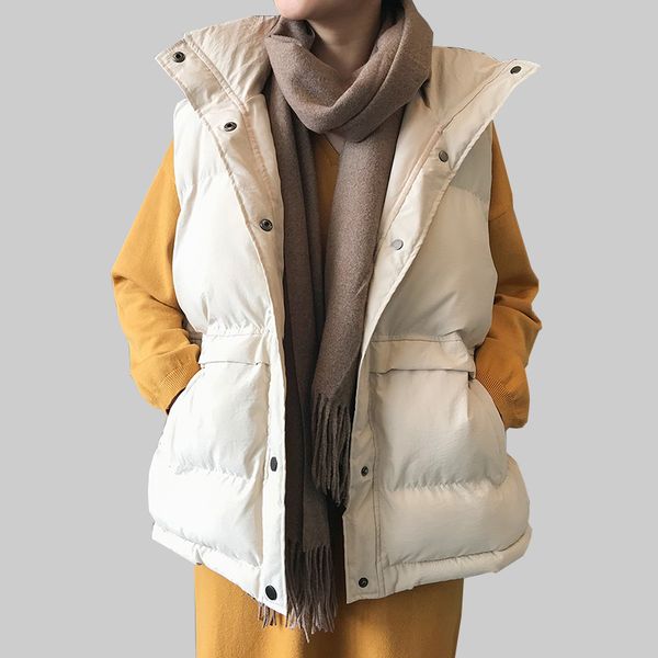 winter cotton vest women sleeveless jacket warm thicken single breasted coat female black beige casual waistcoat vests womens, Black;white
winter cotton vest women sleeveless jacket warm thicken single breasted coat female black beige casual waistcoat vests womens, Black;white